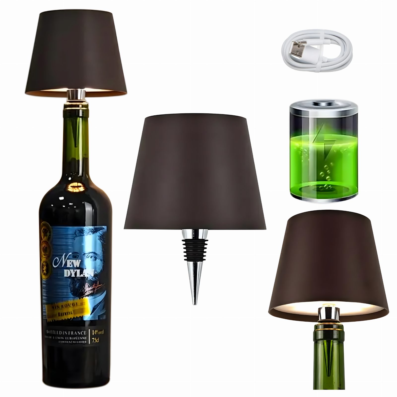 Lampka Lampa Stołowa Led 3W Korek do Butelki Butelek Dekoracyjna USB Ozdoba