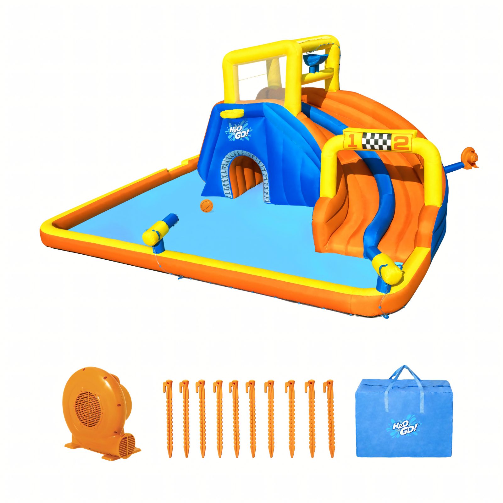 Bestway 53377 Plac Zabaw Dmuchany 551 x 502 x 265 cm ze Zjeżdzalnią + Dmuchawa