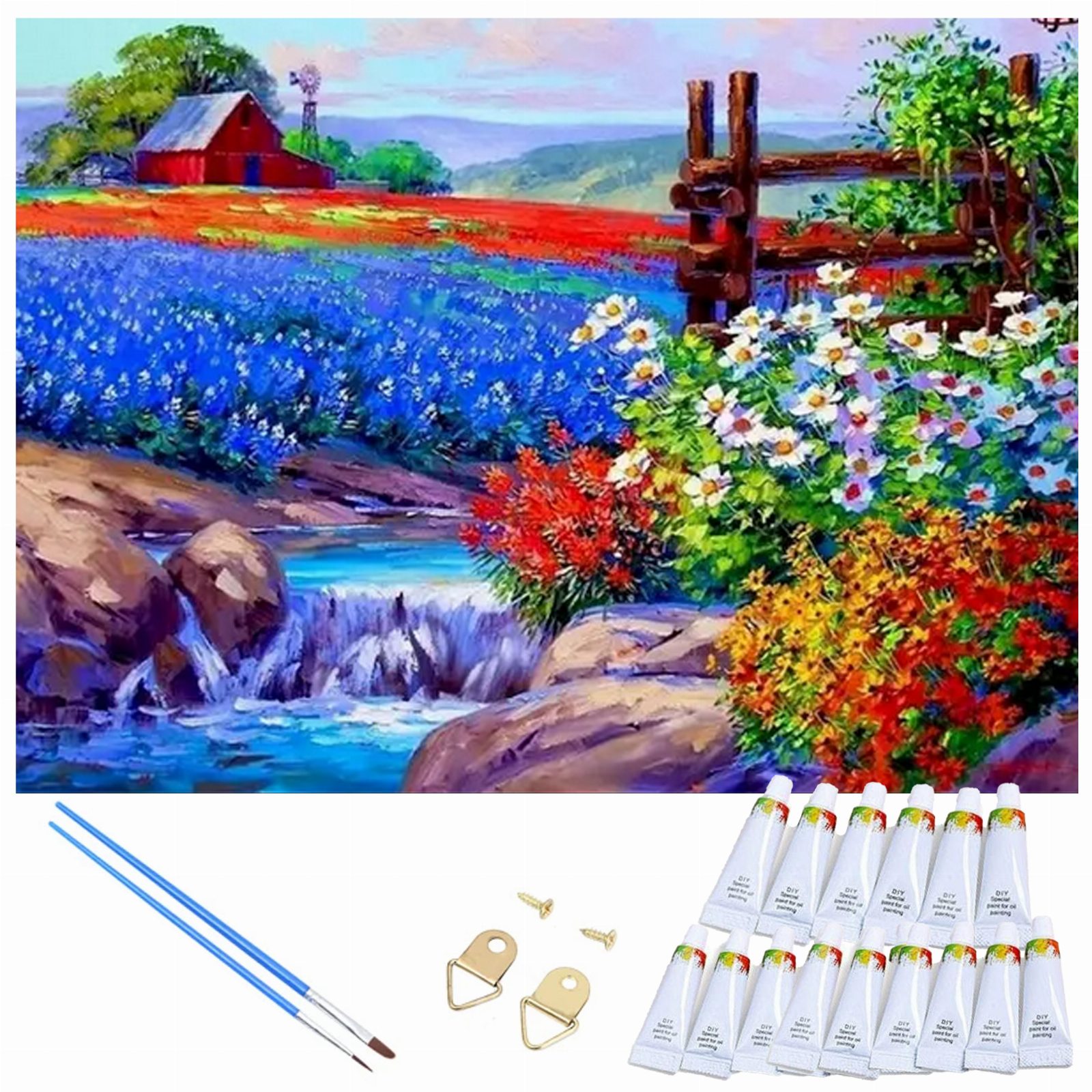 MALOWANIE PO NUMERACH OBRAZ Z RAMĄ  DIY ZESTAW PĘDZLE FARBY PŁÓTNO 30x40