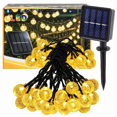 Girlanda Świetlna Kulki Ogrodowa Świąteczna Solarna 50 Led Łańcuch 7,5m