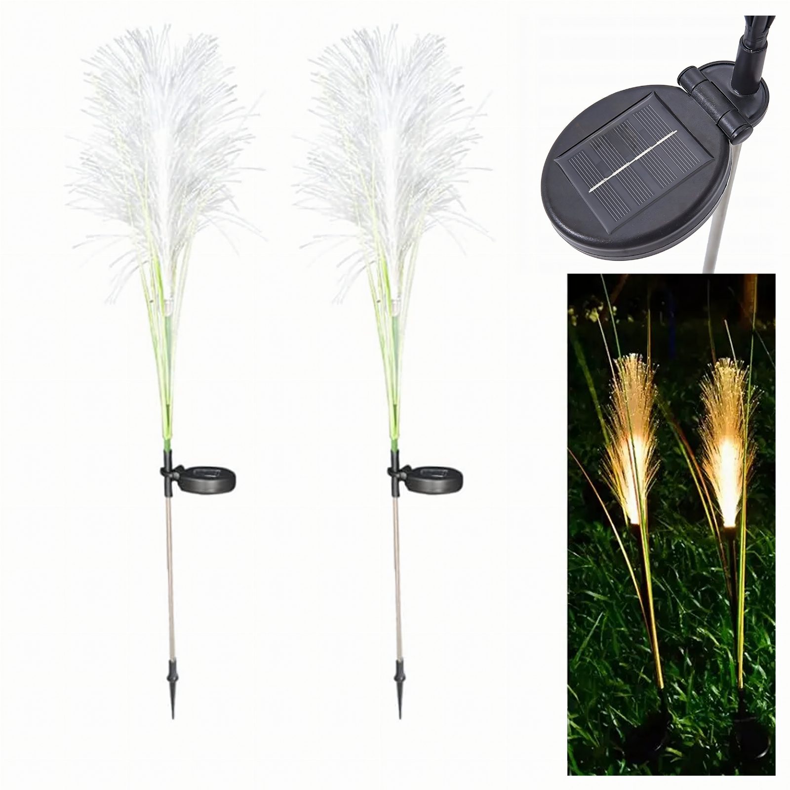 2x Lampa Ogrodowa Solarna Wbijana Trawa Pampasowa Ozdobna Panel Led 85cm