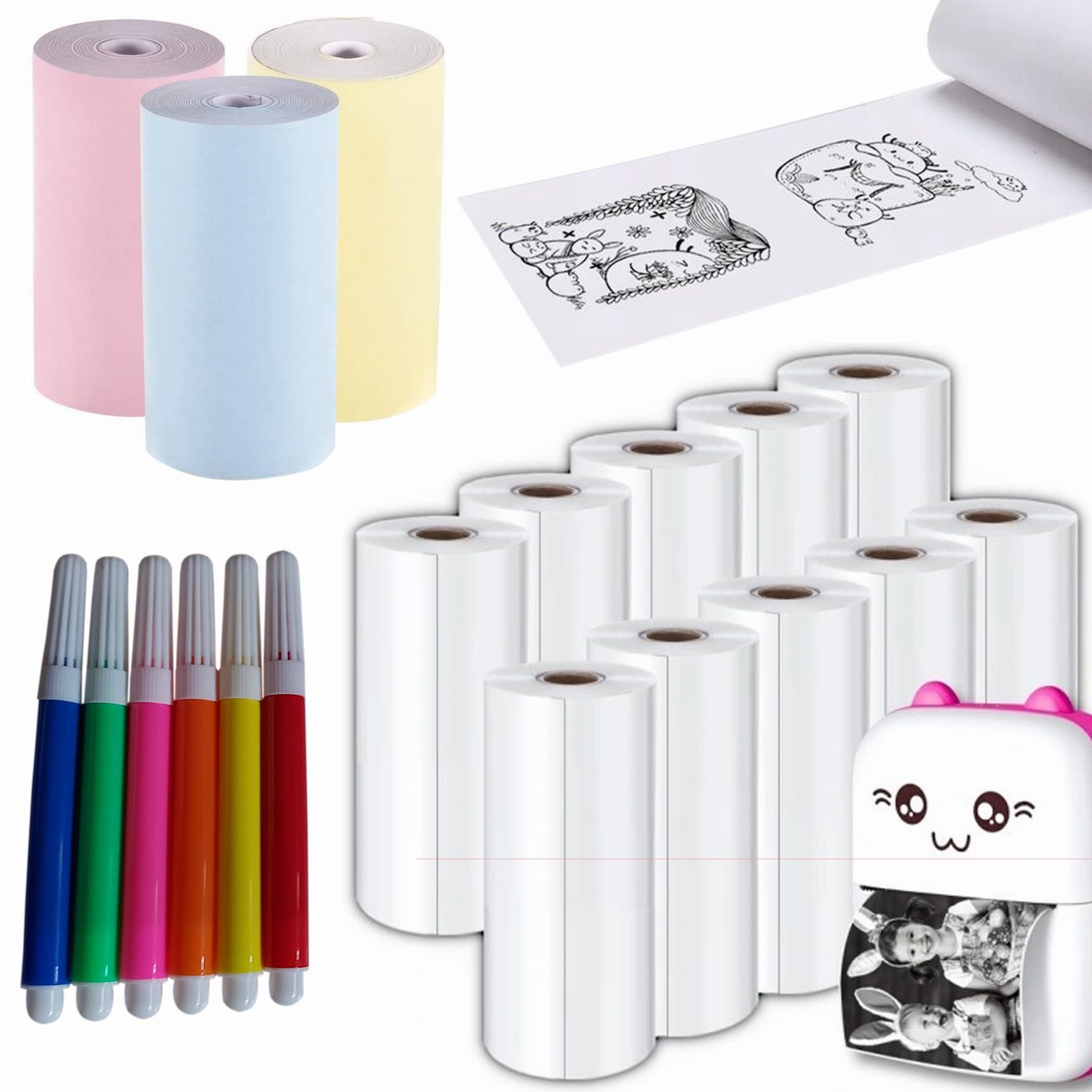 PAPIER TERMICZNY SAMOPRZYLEPNY ROLKI DO DRUKARKI DRUKUSIA 13 szt KOLOR