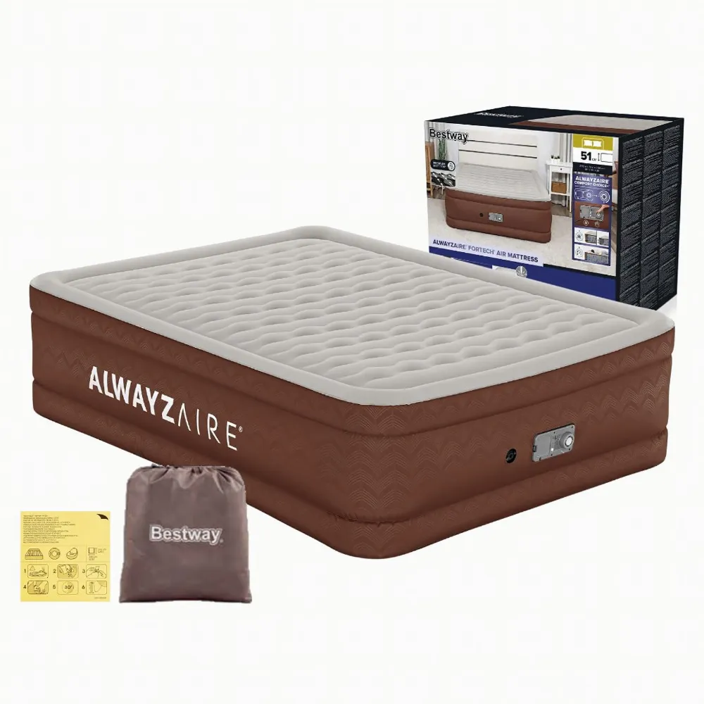 Bestway 69160 Materac Dmuchany Dwuosobowy z Podwójną pompką 203x152x51cm