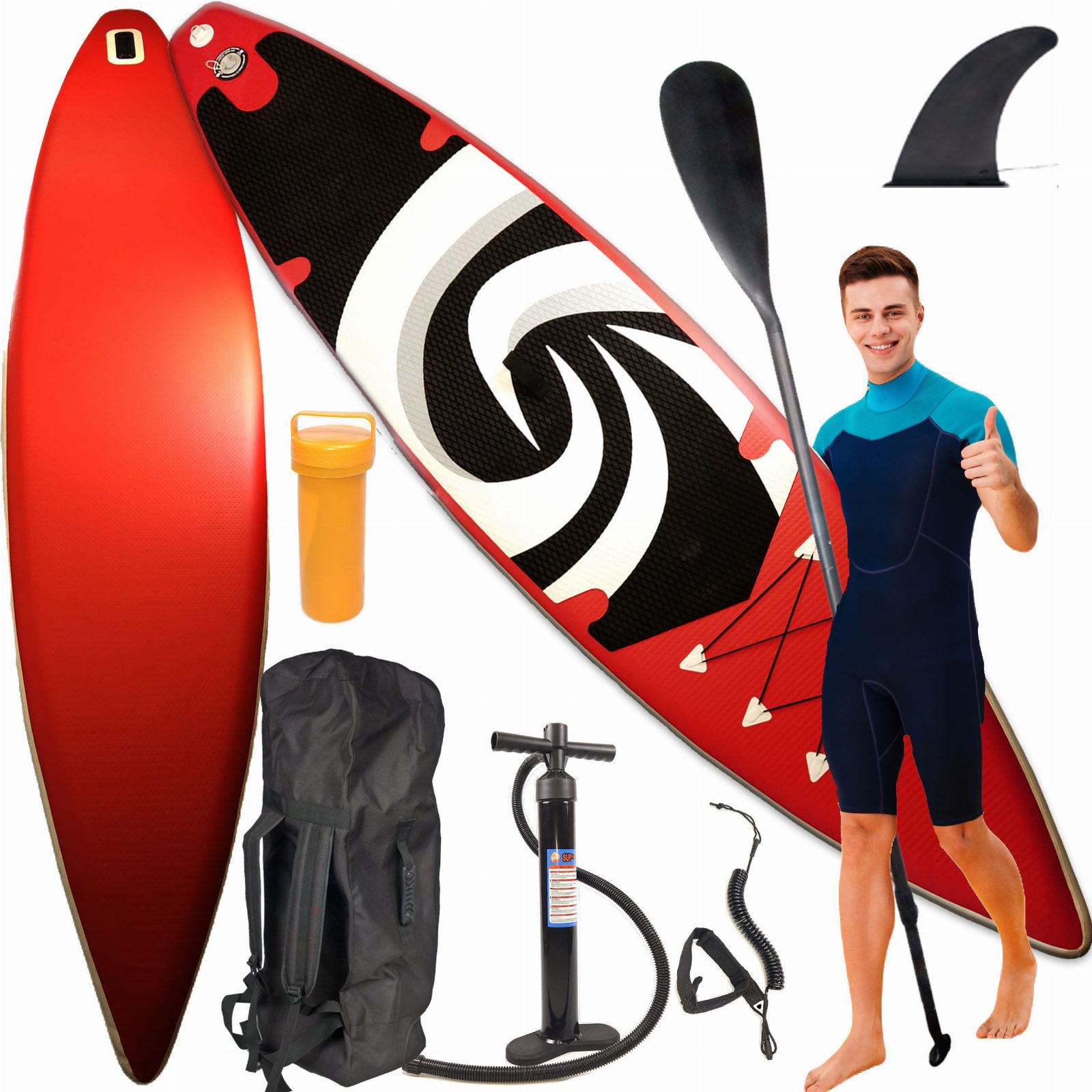 DESKA SUP PADDLE BOARD 380 CM DO PŁYWANIA WYTRZYMAŁA POMPOWANA ZESTAW + WIOSŁO