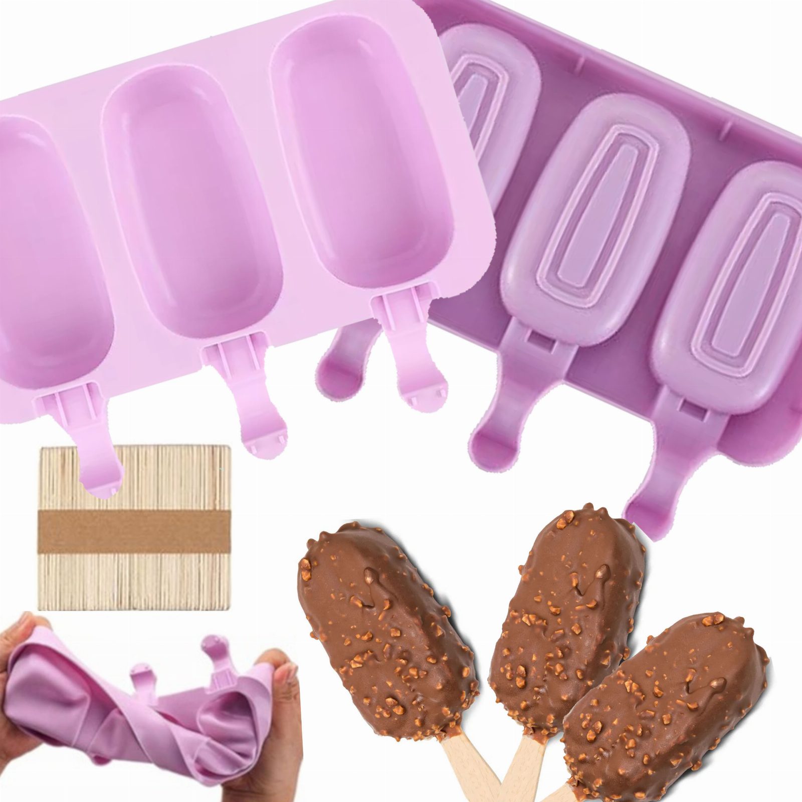 FORMA SILIKONOWA FOREMKA DO LODÓW LODY NA PATYKU FOREMKI SORBET + PATYCZKI