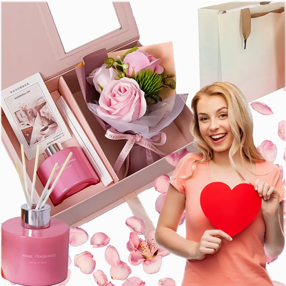 Zestaw Prezentowy Dyfuzor z Patyczkami Róża Róże Mydlane Dzień Kobiet Walentynki