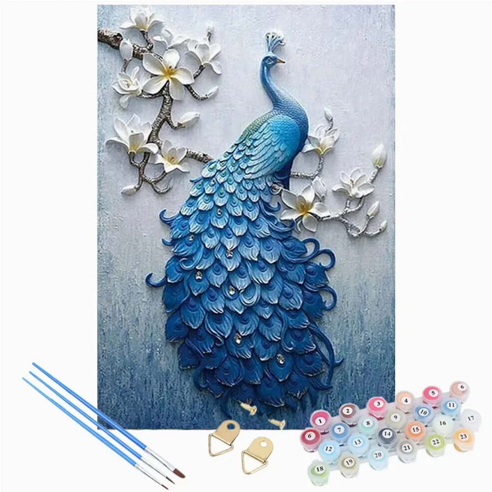 MALOWANIE PO NUMERACH OBRAZ Z RAMĄ  DIY ZESTAW PĘDZLE FARBY PŁÓTNO 30x40