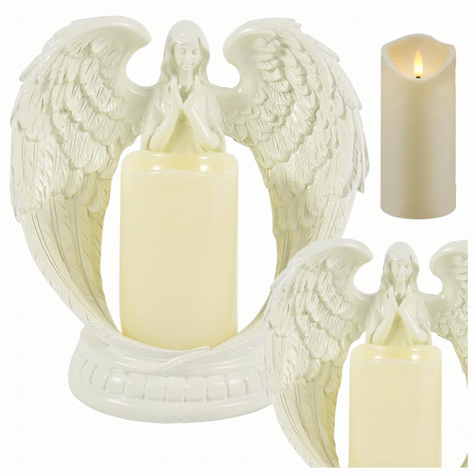 Figurka Dekoracyjna Świecznik Świeca Ozdoba Anioł Aniołek Led Święta Ogród 16cm
