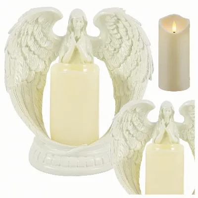 Figurka Dekoracyjna Świecznik Świeca Ozdoba Anioł Aniołek Led Święta Ogród 21cm