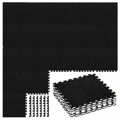 12x Puzzle Piankowe EVA Mata Pluszowa Dywan Podłogowa Czarne 30x30cm