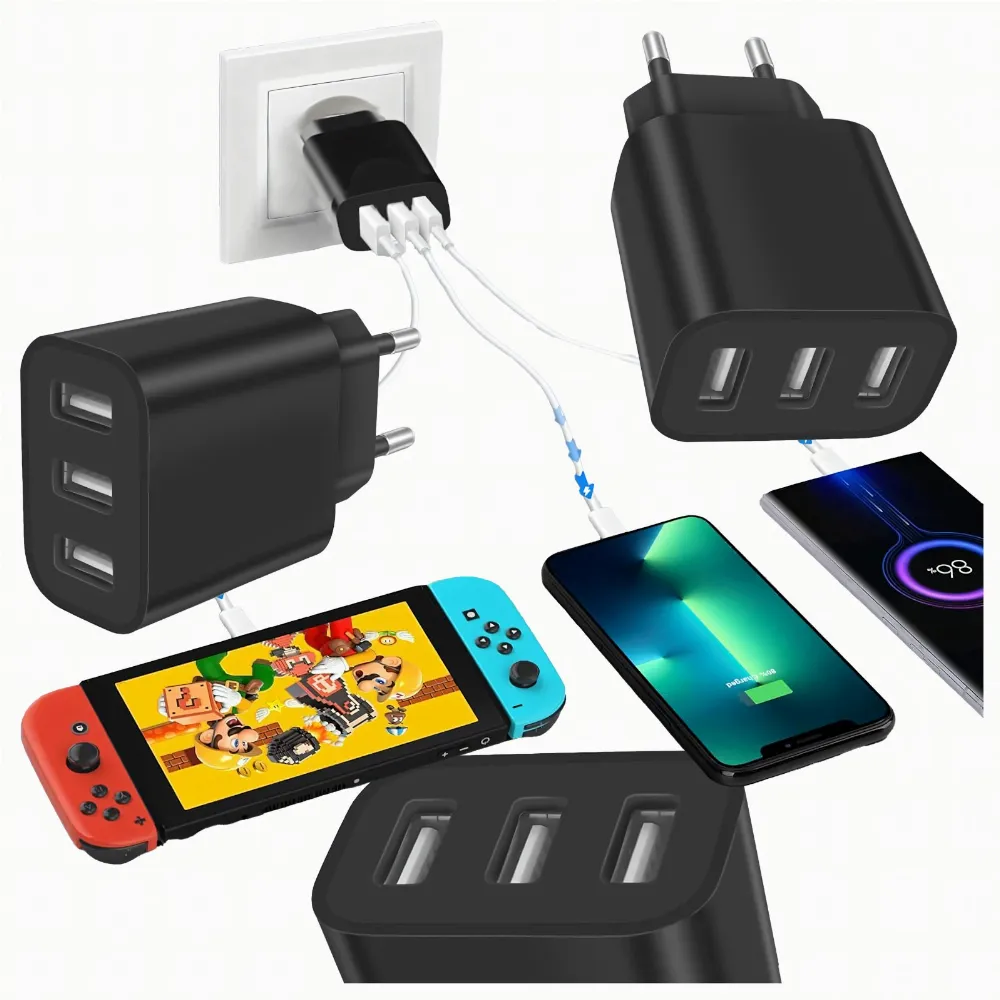 Mocna Kostka Ładowarka Sieciowa 3 x Usb Uniwerslana USB 3 Porty 5V 3.4A 