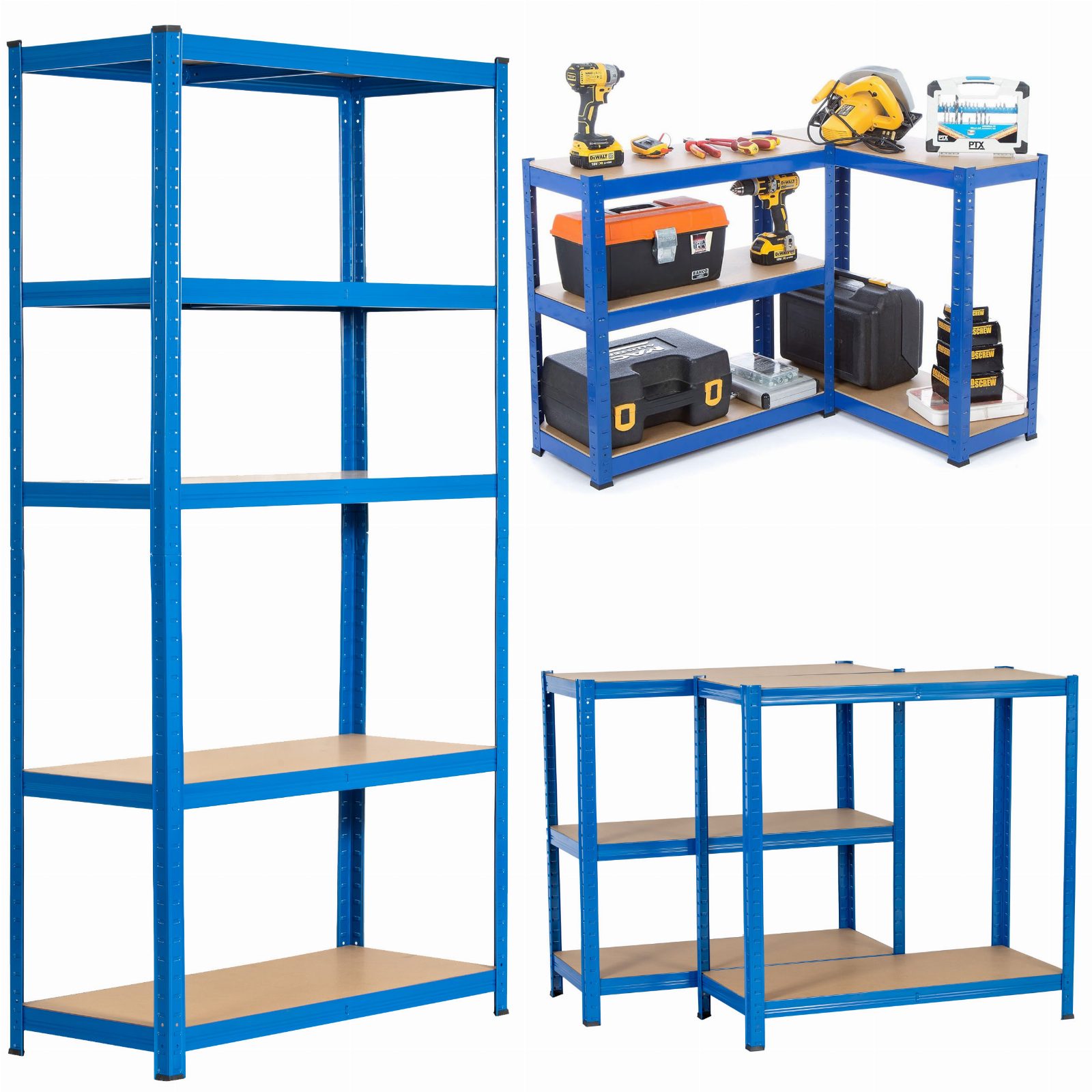REGAŁ MAGAZYNOWY NIEBIESKI 150x70x30 GARAŻOWY GARAŻ PIWNICA MAGAZYN 875 kg