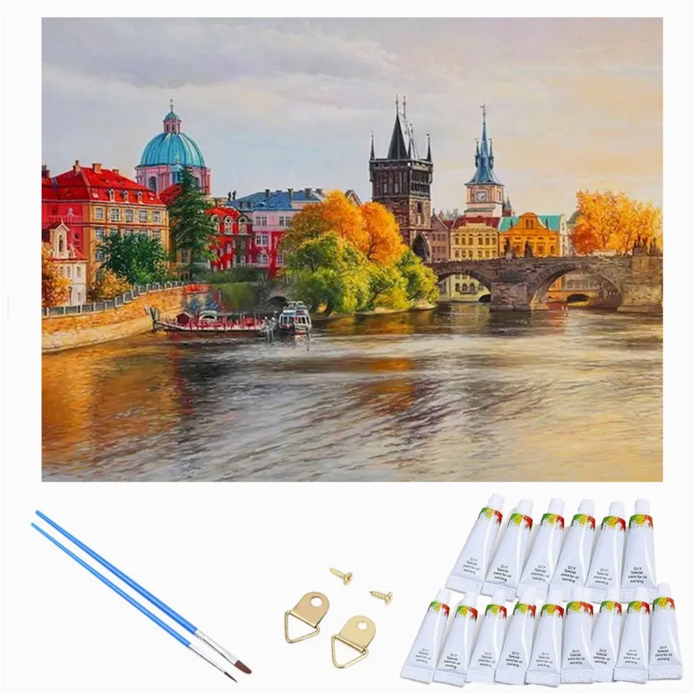 MALOWANIE PO NUMERACH OBRAZ Z RAMĄ  DIY ZESTAW PĘDZLE FARBY PŁÓTNO 30x40