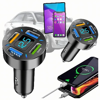Szybka Mocna Ładowarka 3.1A Samochodowa Led LCD 4 x Usb 66W Quick Charge