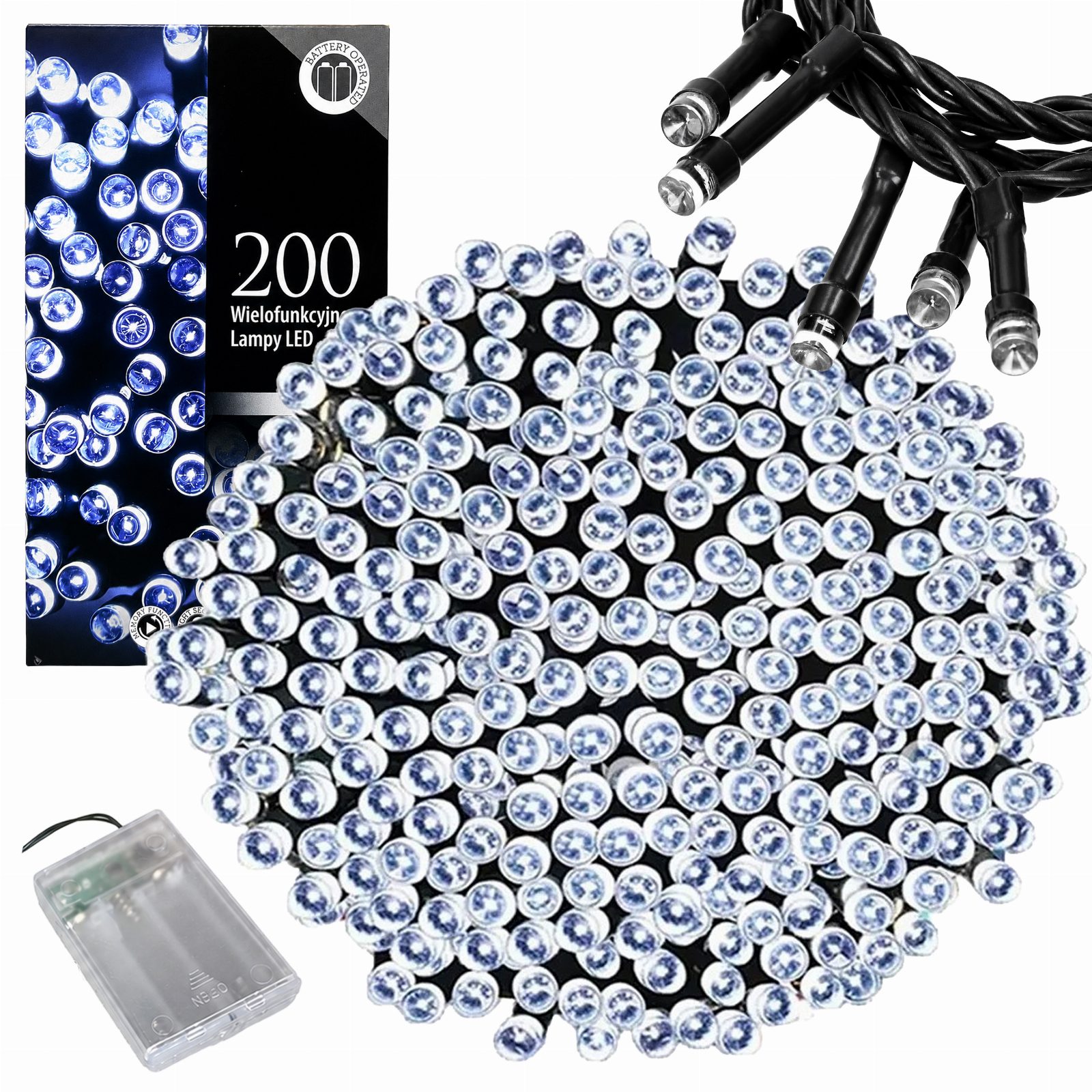 Lampki Świąteczne 200 Led Choinkowe Dekoracyjne Sznur 20m Białe Zimne 