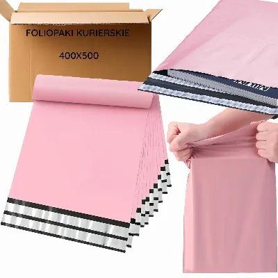 FOLIOPAKI KURIERSKIE ZWROTNE RÓŻOWE 400x500 50 szt 