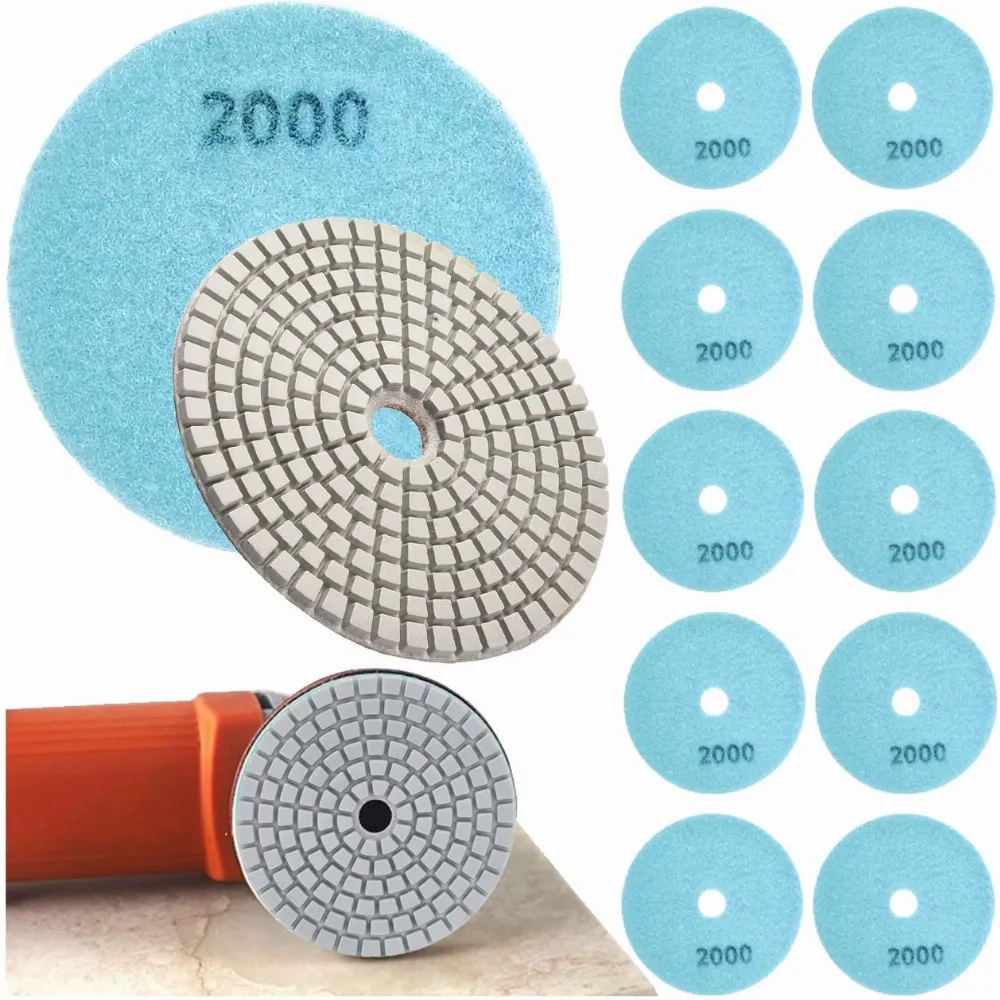10x Tarcza Diamentowa Polerska 80mm do Szlifowania Gresu Płytek Na Rzep 2000