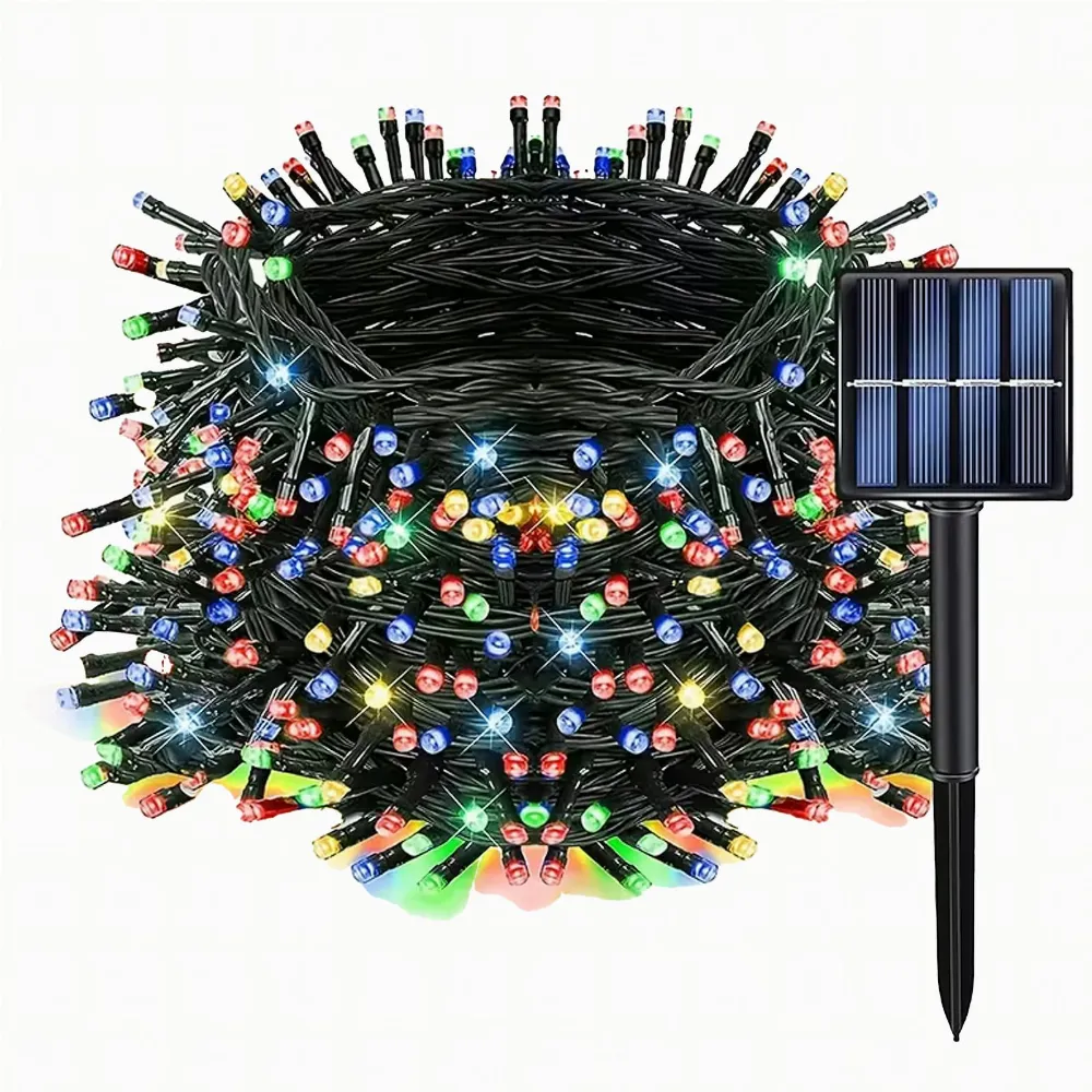 Lampki Solarne Choinkowe Świąteczne Ogrodowe Zewnętrzne 100 Led 10 m RGB