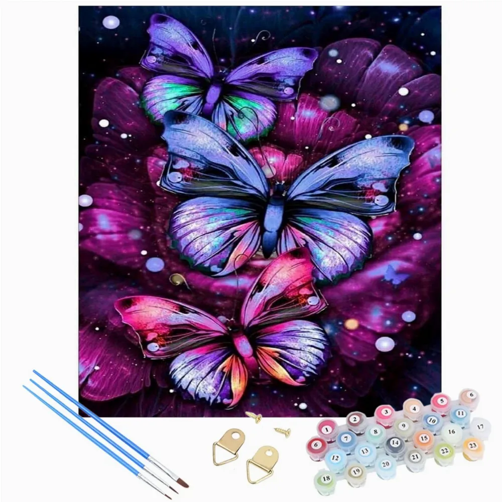 MALOWANIE PO NUMERACH OBRAZ Z RAMĄ  DIY ZESTAW PĘDZLE FARBY PŁÓTNO 30x40