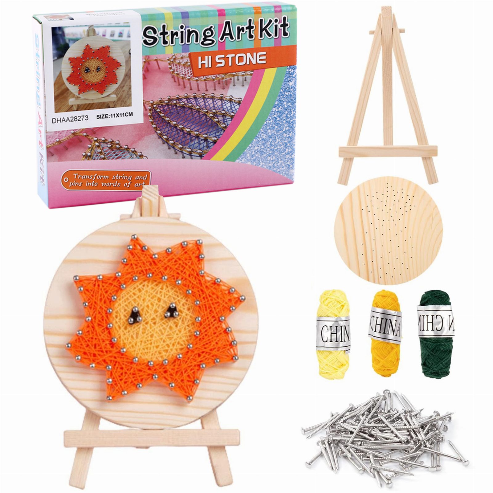 Zestaw Kreatywny Do String Art Dla Dzieci Ze Sztalugą Przeplatanka 11x11 cm