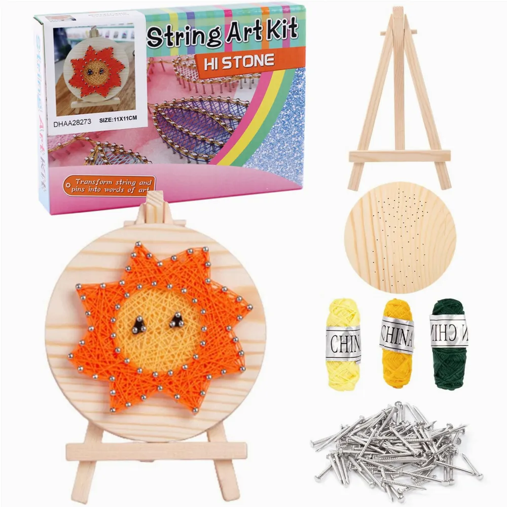 Zestaw Kreatywny Do String Art Dla Dzieci Ze Sztalugą Przeplatanka 11x11 cm