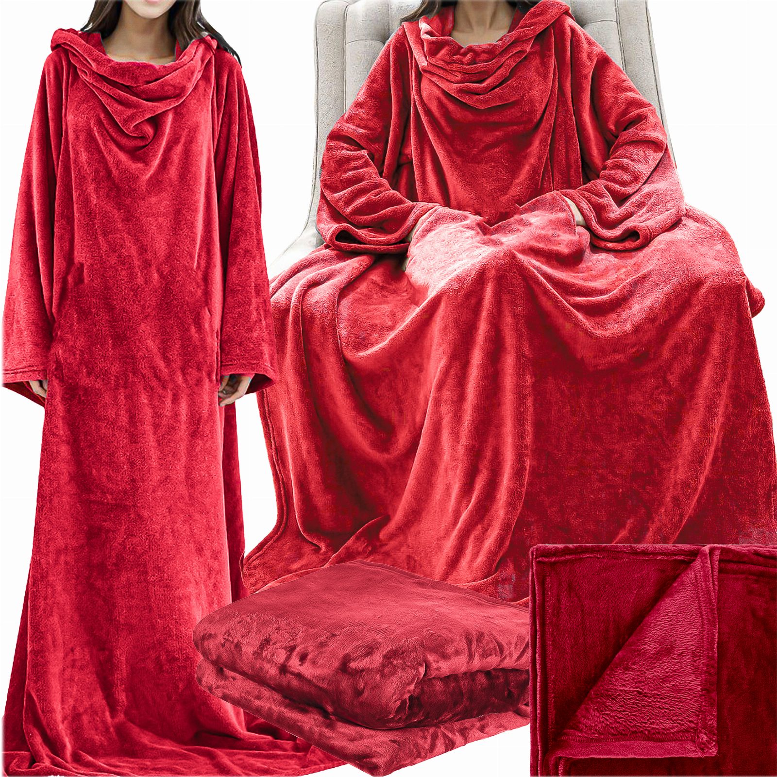 CIEPŁA BLUZA OVERSIZE 2W1 DŁUGA KOCOBLUZA KOCOSZLAFROK CIEPŁY KOC XXXL 