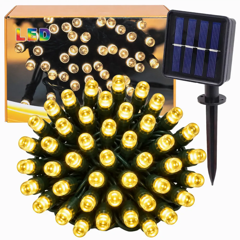 Girlanda Lampki Choinkowe Świąteczne Solarne 50 Led Zewnętrzne 7,5m Białe 