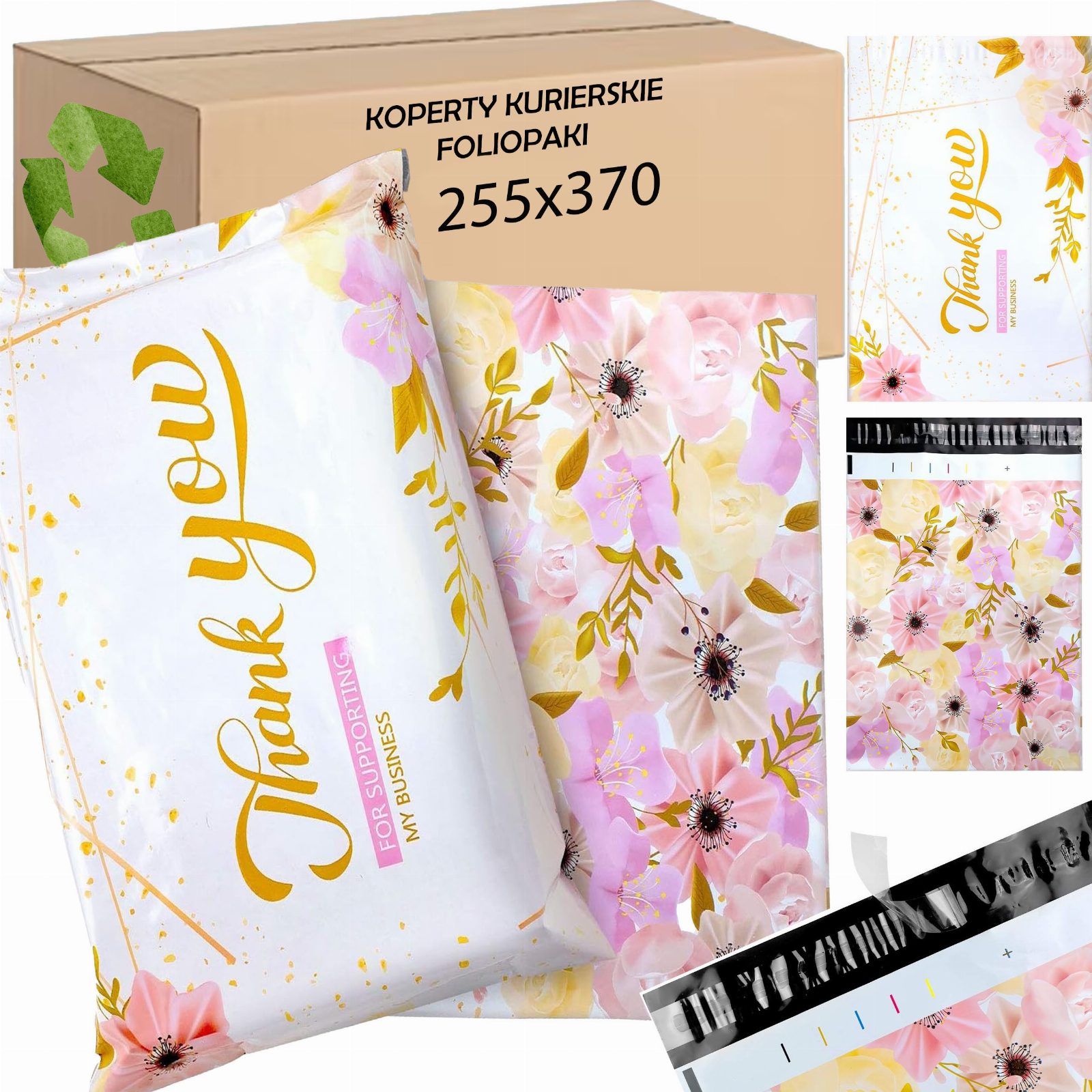 FOLIOPAKI KURIERSKIE MOCNE 255x370 THANK YOU 50szt