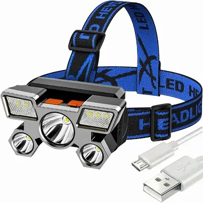 Latarka Akumulatorowa Czołowa Czołówka Mocna 9x Led Zoom Cree XPE na Głowę