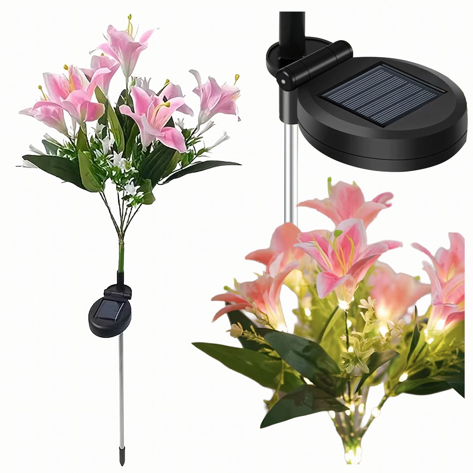 Lampa Solarna Ogrodowa Wbijna Kwiat Lilii Lilia Ozdoba Kwiaty Solarne Led
