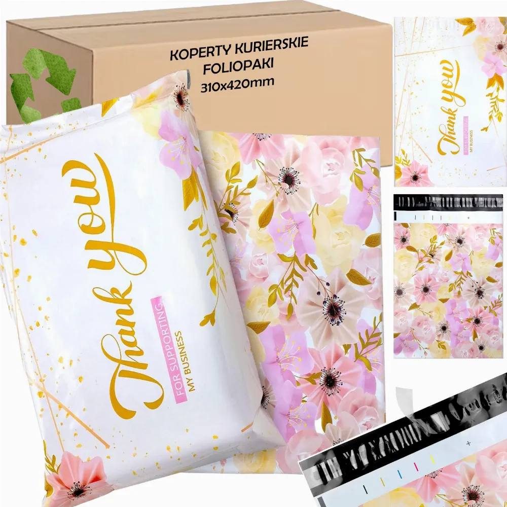FOLIOPAKI KURIERSKIE MOCNE KOPERTY FOLIOWE 310X420 THANK YOU 50szt