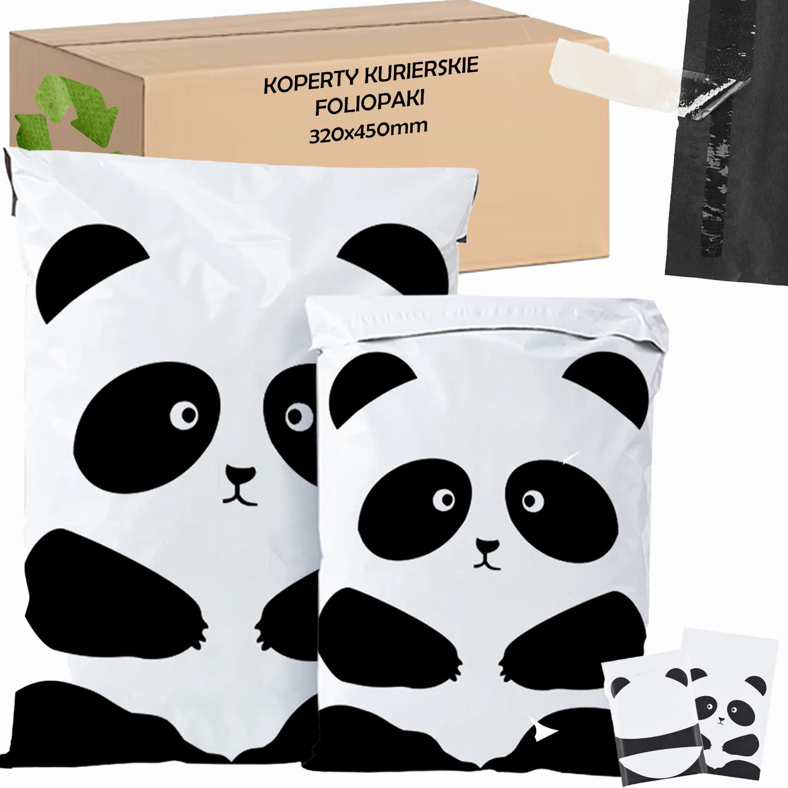 FOLIOPAKI KURIERSKIE MOCNE KOPERTY FOLIOWE 320X450 PANDA 50szt