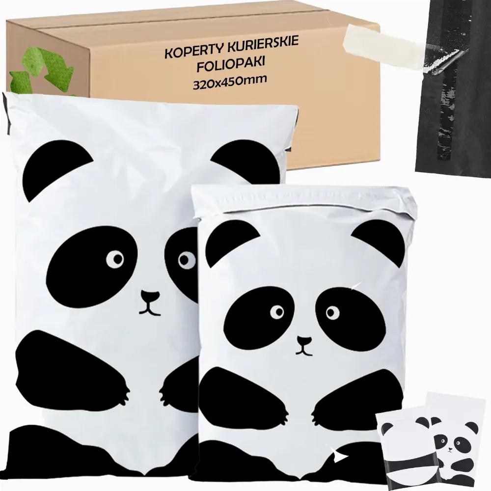 FOLIOPAKI KURIERSKIE MOCNE KOPERTY FOLIOWE 320X450 PANDA 50szt