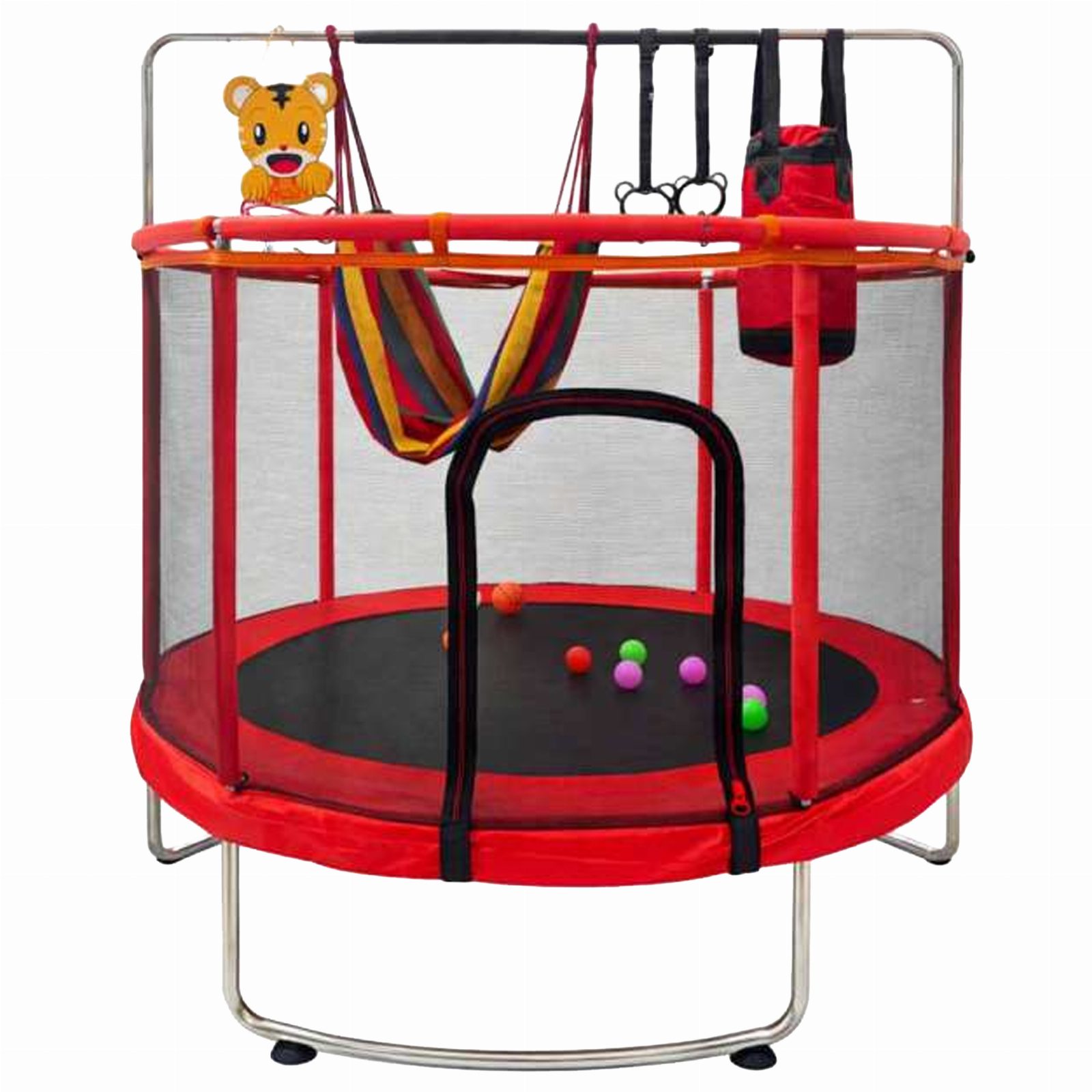 Trampolina Ogrodowa dla Dzieci Duża Domowa Kosz Hamak Worek Piłki 140cm 
