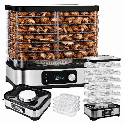Suszarka Spożywcza do Grzybów Warzyw Owoców Pojemna 600W 6 Półek LCD