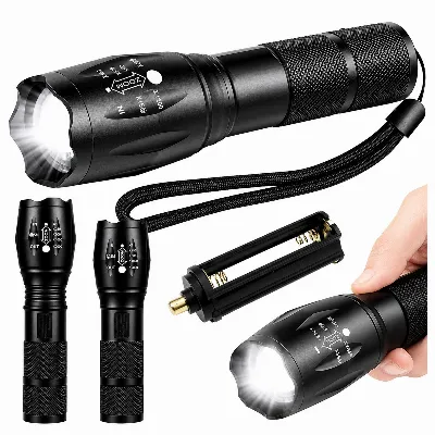 Latarka Taktyczna Led T6 Wodoodporna Wojskowa 10W 200Lm Mocna Zoom 300m