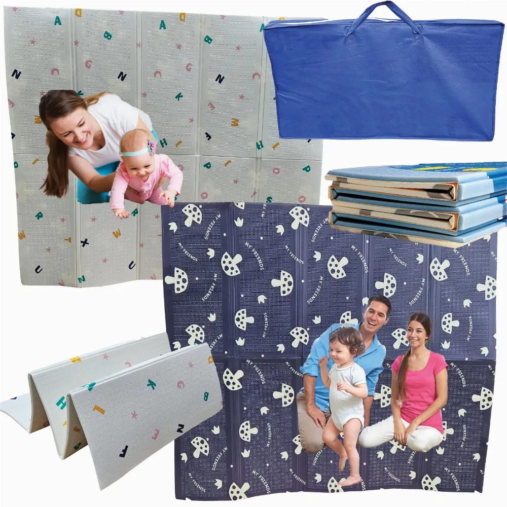 MATA EDUKACYJNA PIANKOWA DWUSTRONNA SKŁADANA DYWAN 200x180 XXL + TORBA