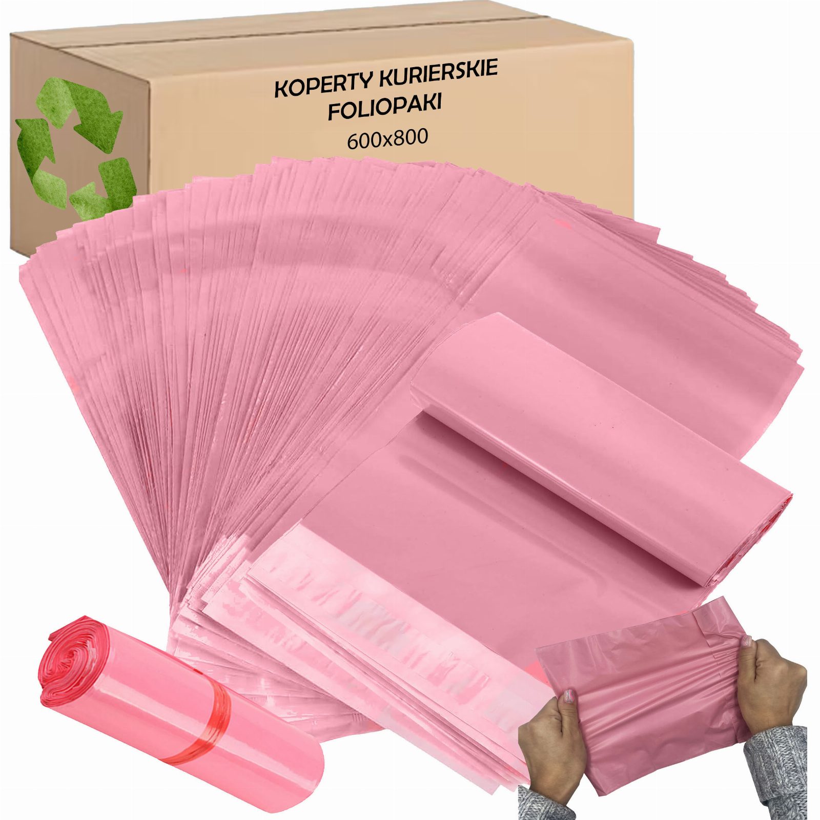 FOLIOPAKI KURIERSKIE RÓŻOWE 600X800 50 szt