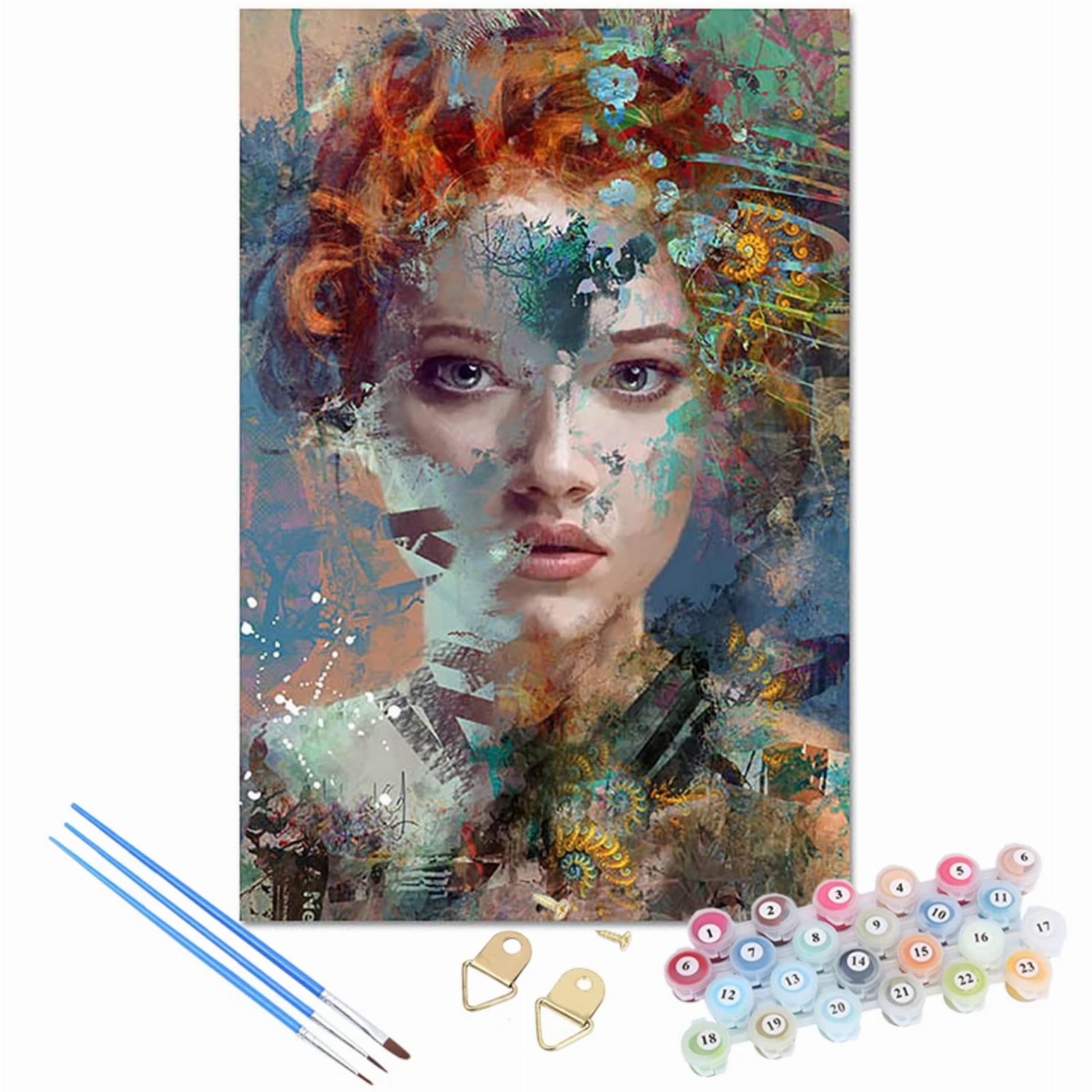 MALOWANIE PO NUMERACH OBRAZ Z RAMĄ  DIY ZESTAW PĘDZLE FARBY PŁÓTNO 40x50