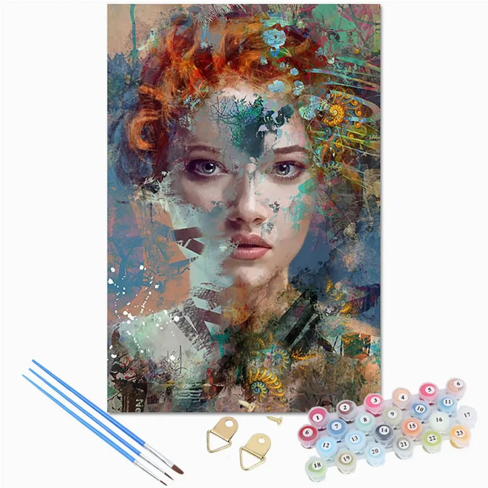 MALOWANIE PO NUMERACH OBRAZ Z RAMĄ  DIY ZESTAW PĘDZLE FARBY PŁÓTNO 40x50