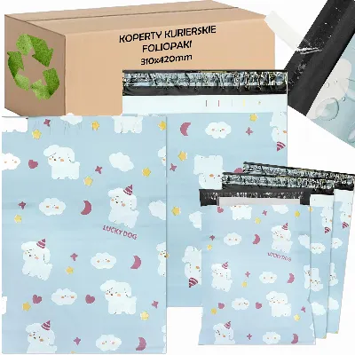 FOLIOPAKI KURIERSKIE MOCNE KOPERTY FOLIOWE 310X420  LUCKY DOG 50szt