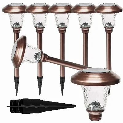 Zestaw Lamp Lampy Ogrodowe Solarne Wbijane Wodoodporne 42cm Zewnętrzne 6szt.