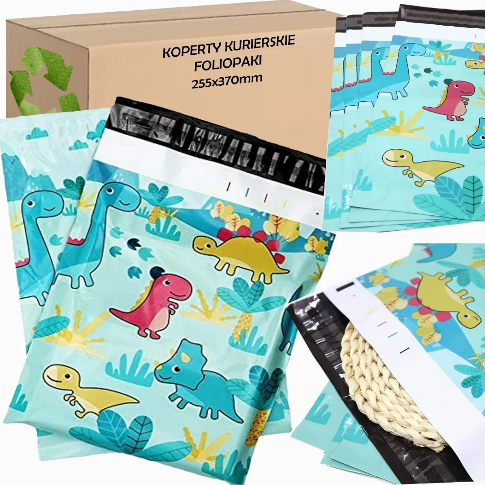 FOLIOPAKI KURIERSKIE MOCNE KOPERTY FOLIOWE 255x370 DINOZAUR 50szt