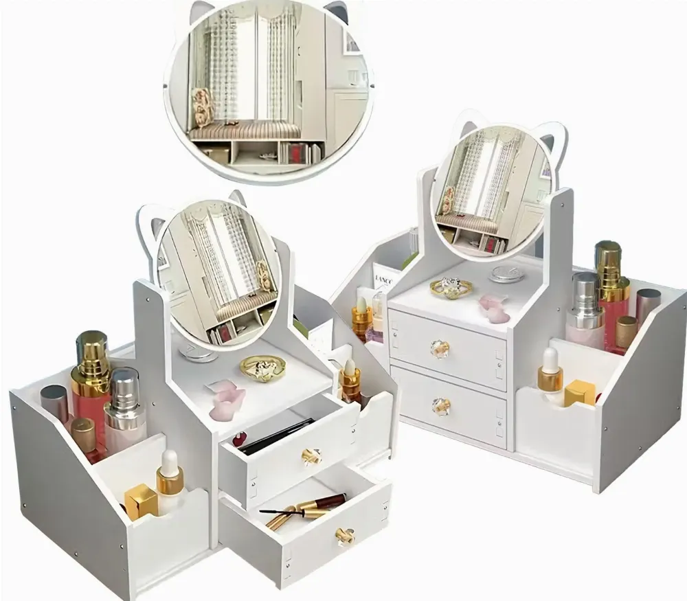 Szkatułka na biżuterię Toaletka z Lusterkiem na Kosmetyki Organizer Glamour