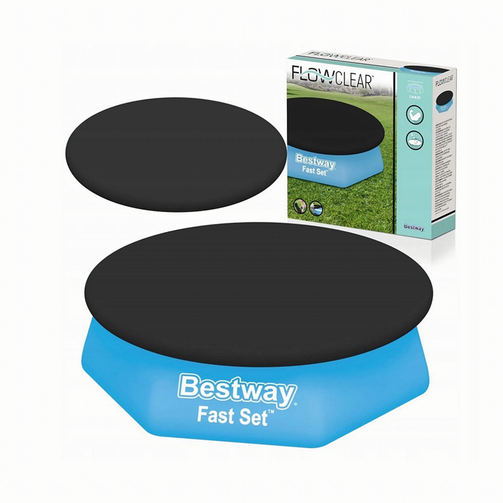Bestway 58032 Plandeka Pokrywa Ochronna na Basen PVC Ø 244cm Czarna Okrągła