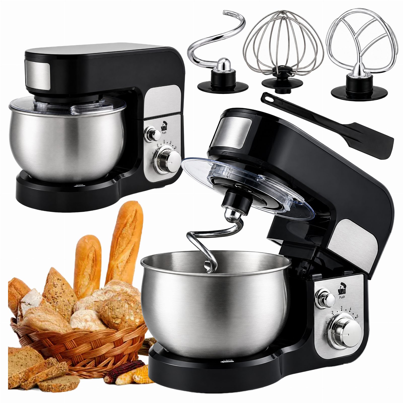 Robot Kuchenny Planetarny z MIsą 3L Wielofunkcyjny Mikser 3w1 700W Mieszadła