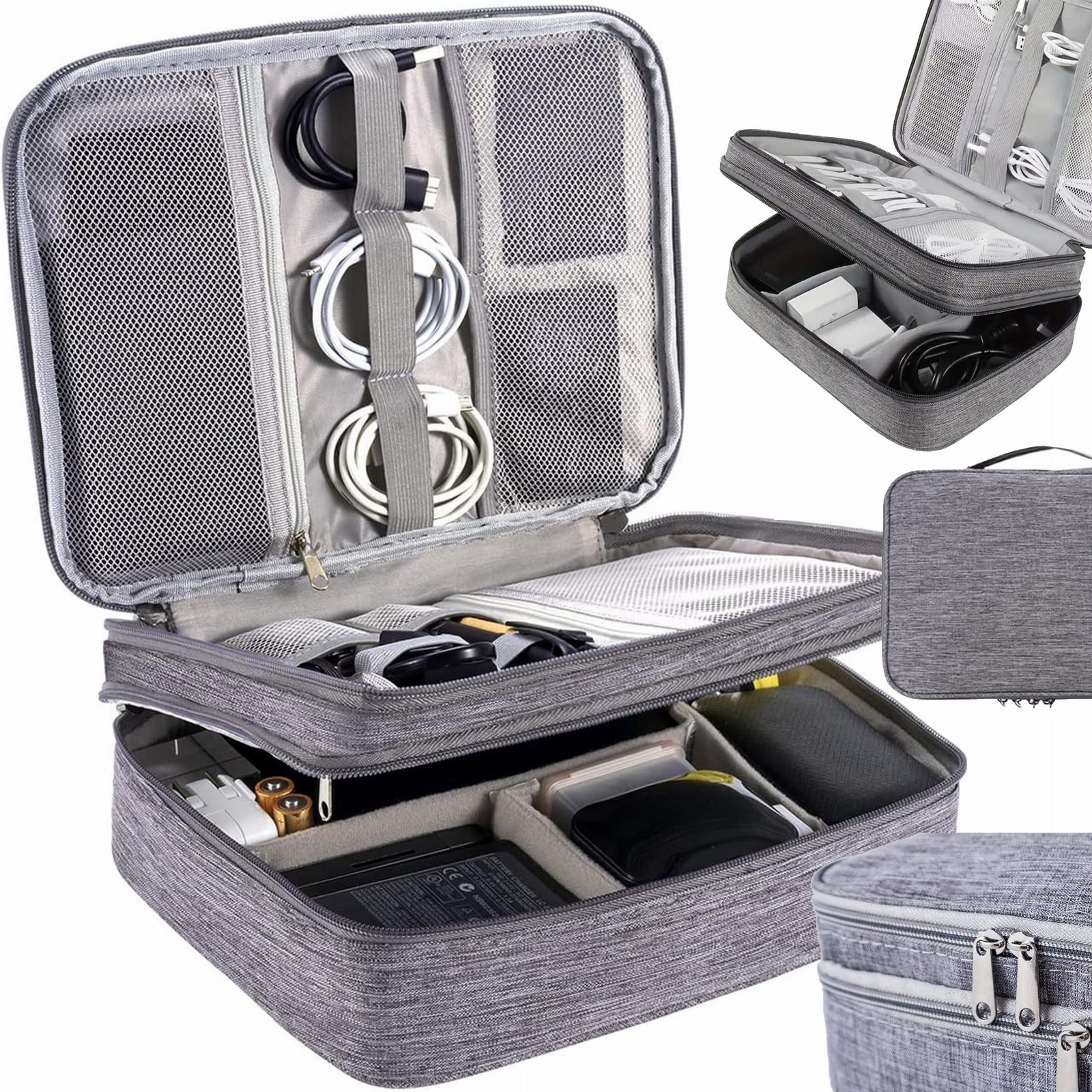 DUŻY ORGANIZER PODRÓŻNY ETUI TORBA NA KABLE ŁADOWARKI USB AKCESORIA UCHWYT 