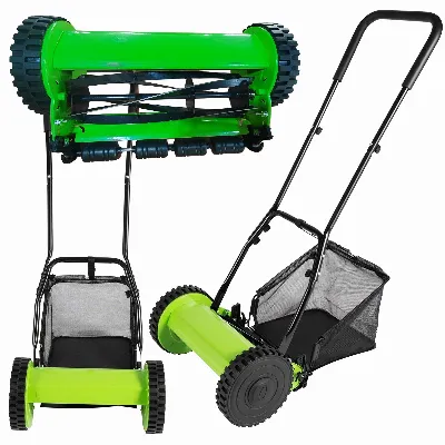 Kosiarka Ręczna Bębnowa Mechaniczna Wrzecionowa Pchana Z Koszem 16" 40 cm