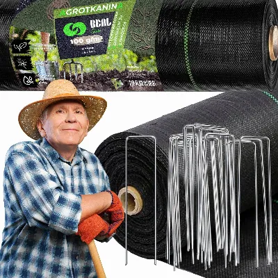 AGROWŁÓKNINA 100G 1,6x50m CZARNA UV AGROTKANINA MATA ANTYCHWASTOWA + KOTWY