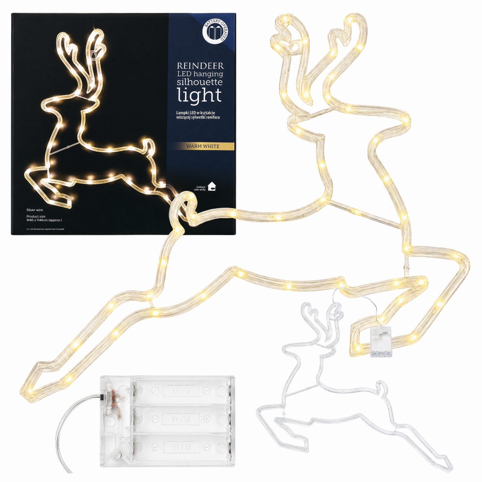 Renifer Świąteczny 43 Led Biały Ciepły Dekoracja Ozdoba Lampka 46cm Święta